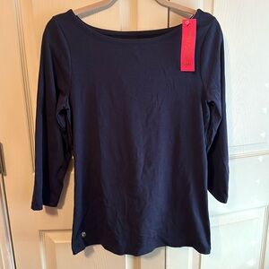 New with tag navy 3/4 sleeve Lilly Pulitzer boat neck top